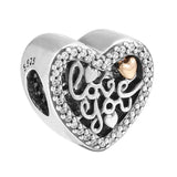 925 Silver Locked Wedding Heart Charm Bead