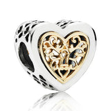 925 Silver Locked Wedding Heart Charm Bead