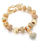 Crystal Beads Bracelet Love Heart Charm DIY Bangle Jewelry Gift