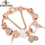 Crystal Beads Bracelet Love Heart Charm DIY Bangle Jewelry Gift