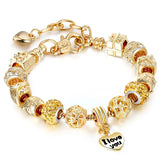 Crystal Beads Bracelet Love Heart Charm DIY Bangle Jewelry Gift