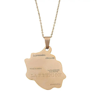LA REUNION Pendant Necklaces French Reunion Island Map Charm Jewelry
