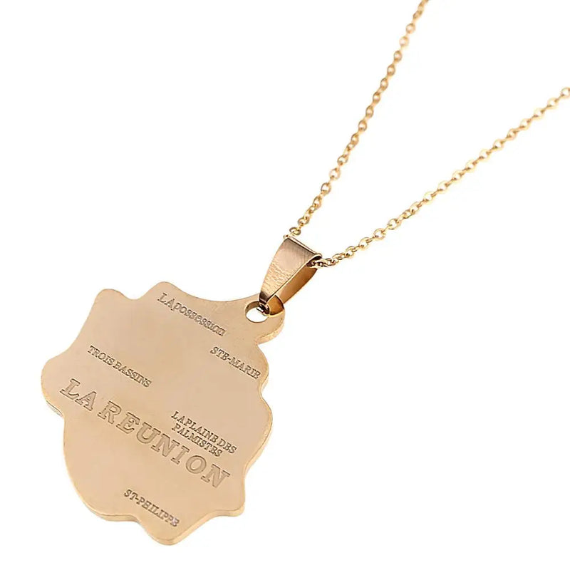 LA REUNION Pendant Necklaces French Reunion Island Map Charm Jewelry