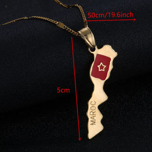 Morocco Map Pendant Necklace Women Jewelry Morocco Map Charm Pendant