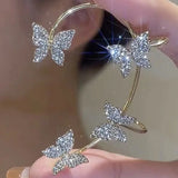 Crystal Butterfly Ear Cuff Clip Earring Wedding Jewelry
