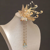 Metal Flower Leaf Hairpins Clips Tassel Ancient Chinese Hairgrips Noiva