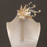 Metal Flower Leaf Hairpins Clips Tassel Ancient Chinese Hairgrips Noiva