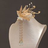 Metal Flower Leaf Hairpins Clips Tassel Ancient Chinese Hairgrips Noiva