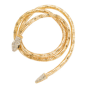 Exaggerated Snake Necklace with Rhinestones