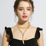 Exaggerated Snake Necklace with Rhinestones