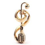Microphone Music Note Brooches For Women And Men