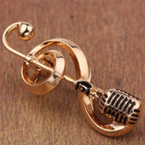 Microphone Music Note Brooches For Women And Men