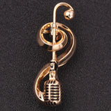 Microphone Music Note Brooches For Women And Men