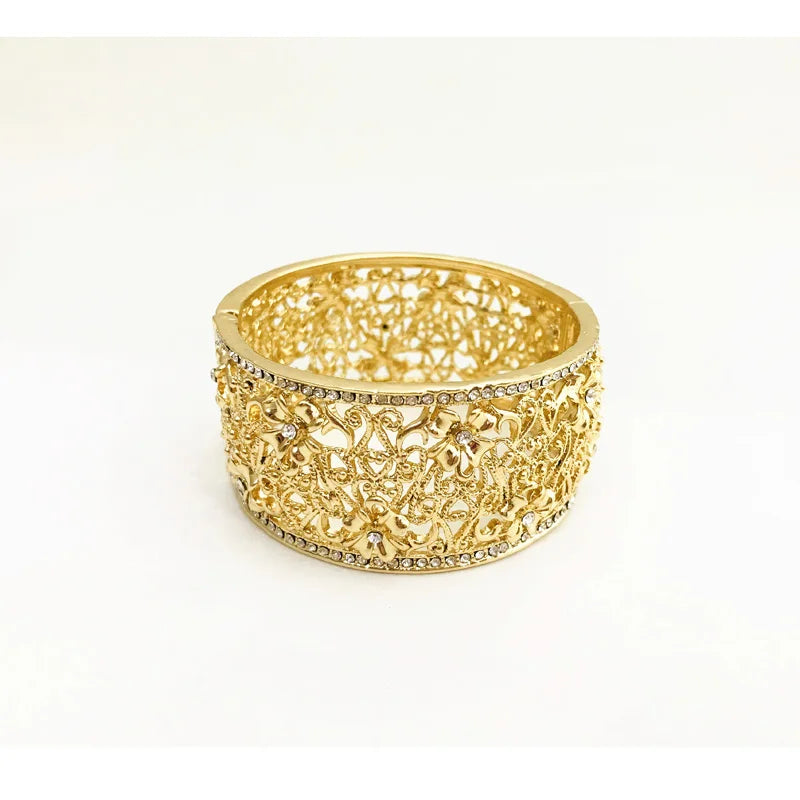 Morocco Algeria Rhinestone Bangles For Women Ethnic Open Cuff Bracelet
