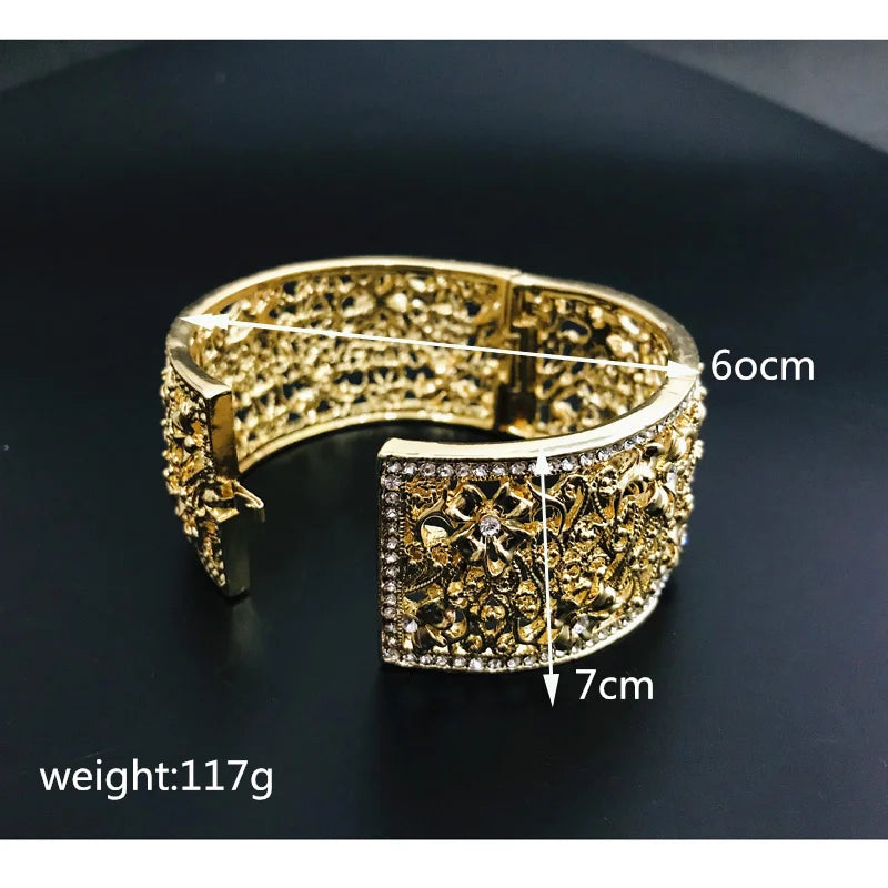 Morocco Algeria Rhinestone Bangles For Women Ethnic Open Cuff Bracelet
