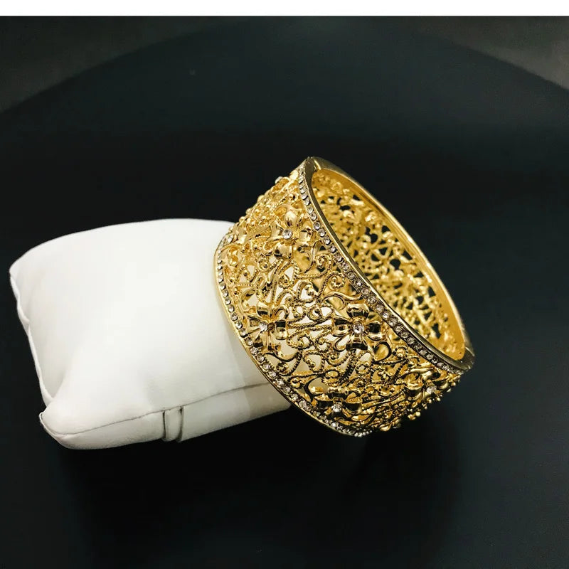 Morocco Algeria Rhinestone Bangles For Women Ethnic Open Cuff Bracelet