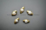 Natural Fresh Water Pearl Marquise Eye Shape Spacer Beads Lot of 5