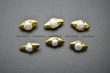 Natural Fresh Water Pearl Marquise Eye Shape Spacer Beads Lot of 5