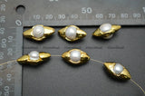 Natural Fresh Water Pearl Marquise Eye Shape Spacer Beads Lot of 5