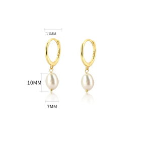 Baroque Pink Pearl Hoop Earrings for Women Piercing