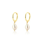 Baroque Pink Pearl Hoop Earrings for Women Piercing