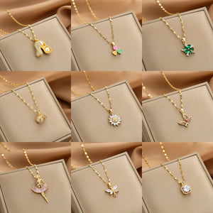 Zircon Jewelry Pendant Stainless Steel Necklace