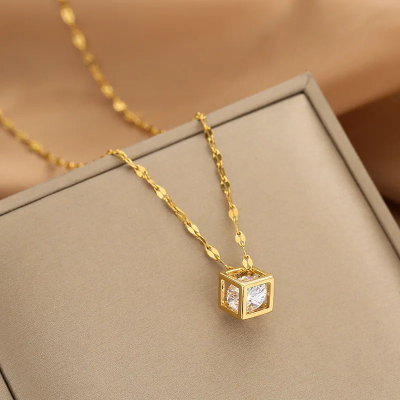 Zircon Jewelry Pendant Stainless Steel Necklace