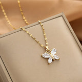 Zircon Jewelry Pendant Stainless Steel Necklace