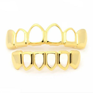 Rock Style Hip Hop Hollow Open Face Teeth Grill Caps Set