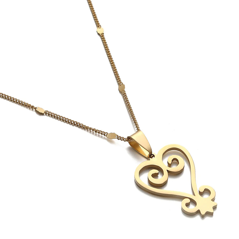 SANKOFA Adinkra Symbol Pendant Necklace - Stainless Steel