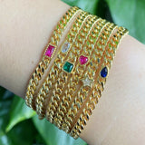 Zircon Charm Bracelet Heart Star Chain Bangle Lobster Clasp Copper Jewelry