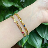 Zircon Charm Bracelet Heart Star Chain Bangle Lobster Clasp Copper Jewelry