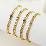 Zircon Charm Bracelet Heart Star Chain Bangle Lobster Clasp Copper Jewelry