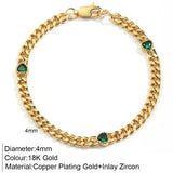 Zircon Charm Bracelet Heart Star Chain Bangle Lobster Clasp Copper Jewelry