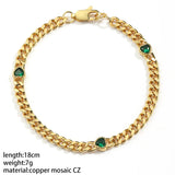 Zircon Charm Bracelet Heart Star Chain Bangle Lobster Clasp Copper Jewelry