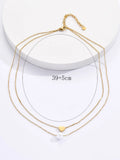 Pearl And Heart Sf Multilayer Necklace Women Jewelry