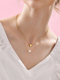 Pearl And Heart Sf Multilayer Necklace Women Jewelry