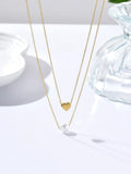 Pearl And Heart Sf Multilayer Necklace Women Jewelry