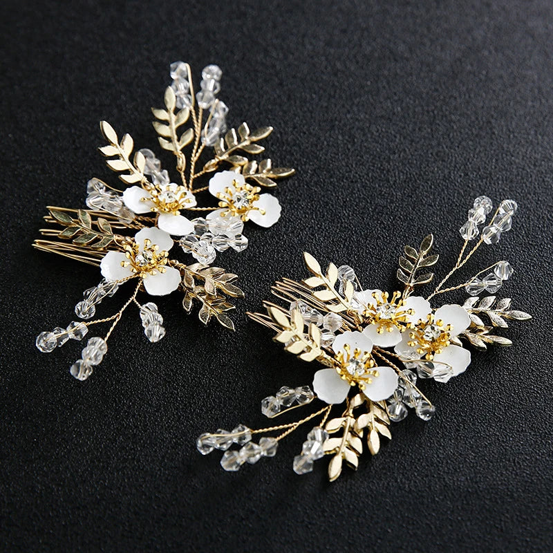 Pearl Crystal Wedding Hair Combs Bridal Headpiece