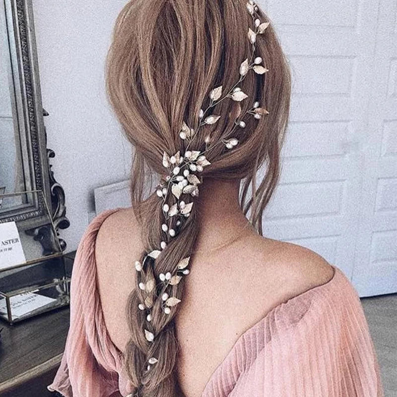 Pearl Leaf Headband Hairband Tiara For Women Bride Wedding