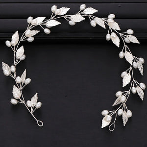 Pearl Leaf Headband Hairband Tiara For Women Bride Wedding