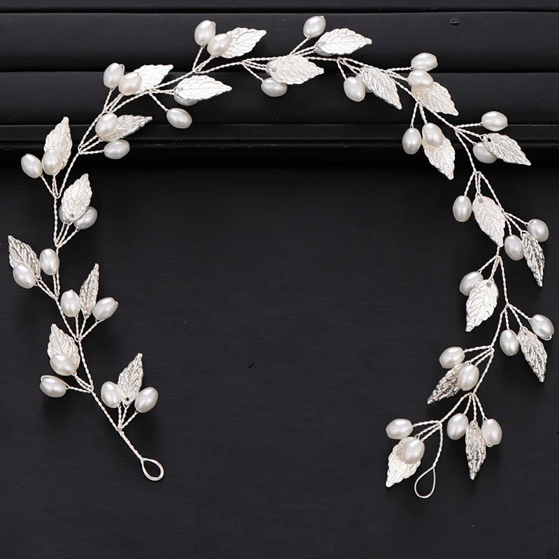 Pearl Leaf Headband Hairband Tiara For Women Bride Wedding