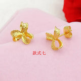 24k Plated Geometric Flower Stud Earrings for Women