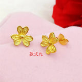 24k Plated Geometric Flower Stud Earrings for Women
