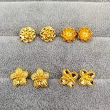 24k Plated Geometric Flower Stud Earrings for Women