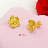 24k Plated Geometric Flower Stud Earrings for Women