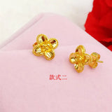 24k Plated Geometric Flower Stud Earrings for Women