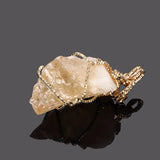 Quartz Stone Pendant Wire Wrapped Citrines Yellow Crystal Nuggets