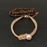 Pink Freshwater Pearl Plated Loop Bracelet