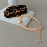 Pink Freshwater Pearl Plated Loop Bracelet